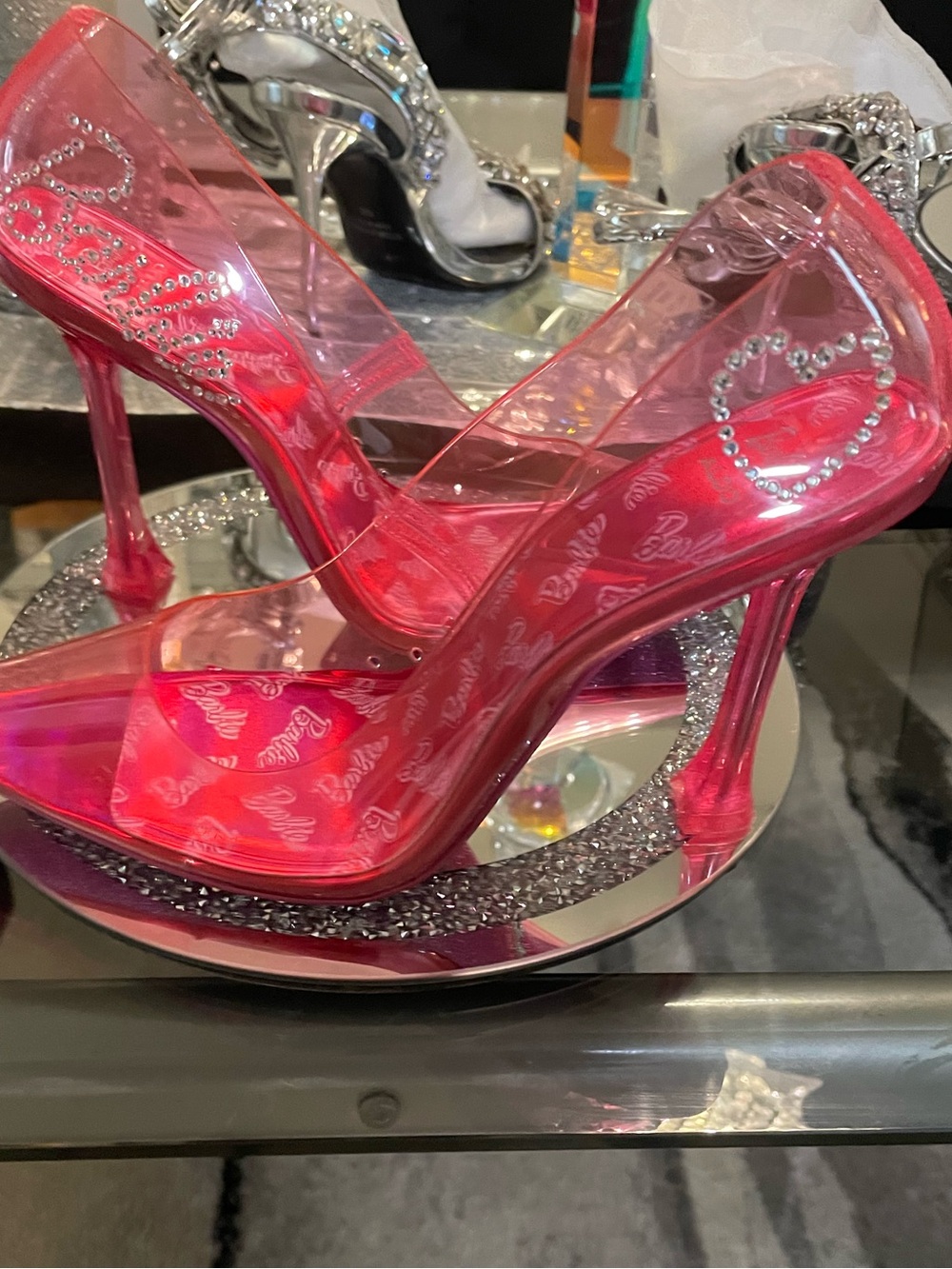ALDO Pink Glitter Pointed Slingback Heels